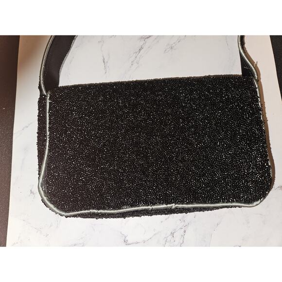 Viral Black Beaded Skull & Crossbones Shoulder Bag Made In India 9.5x6.5 - Picture 9 of 11